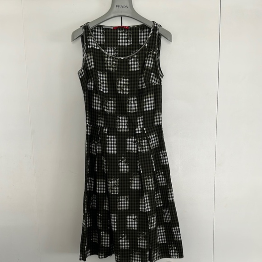Prada Green Plaid Checkered Dress
